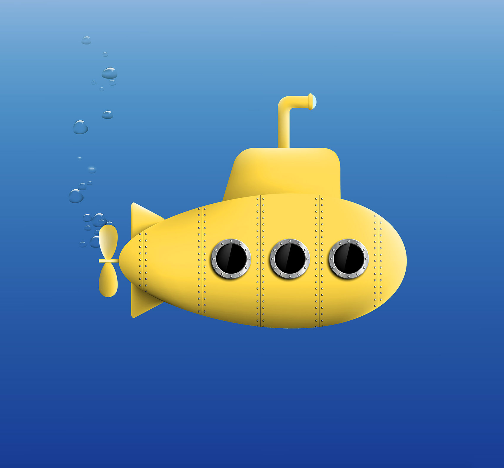 Illustrazione di un sottomarino giallo